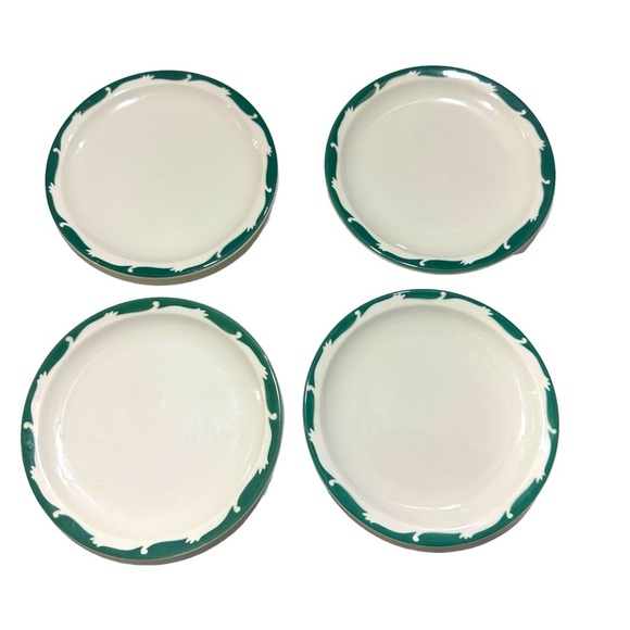 1954 Set 4 Syracuse USA Wintergreen Restaurant Dinner Plates 9” Wave Crest MCM - Picture 2 of 12
